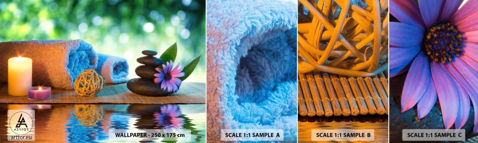 Mostră de Tapet Standard Eco - Timp pentru corp - spa, Lumânare, Cultura Japonia - 100x30 cm