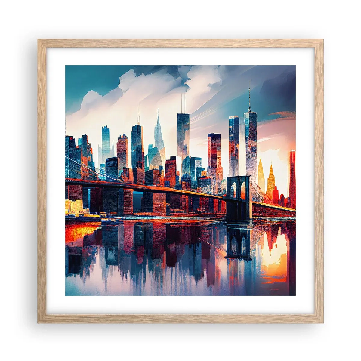 Poster în ramă de stejar deschis - New York fenomenal - 50x50 cm