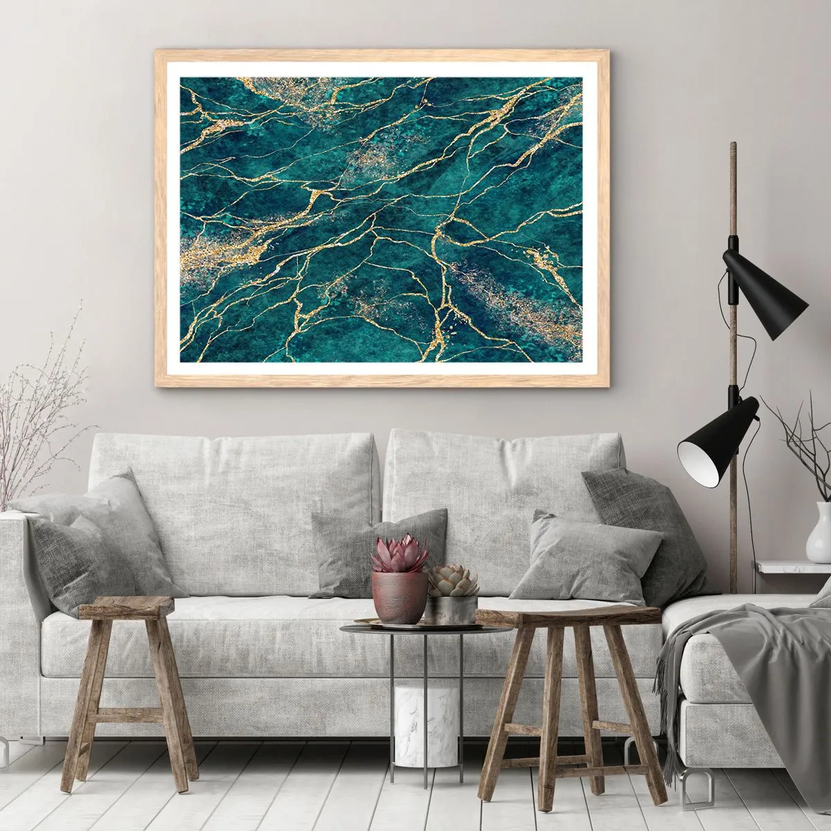 Poster în ramă de stejar deschis - Filon de aur - 40x30 cm