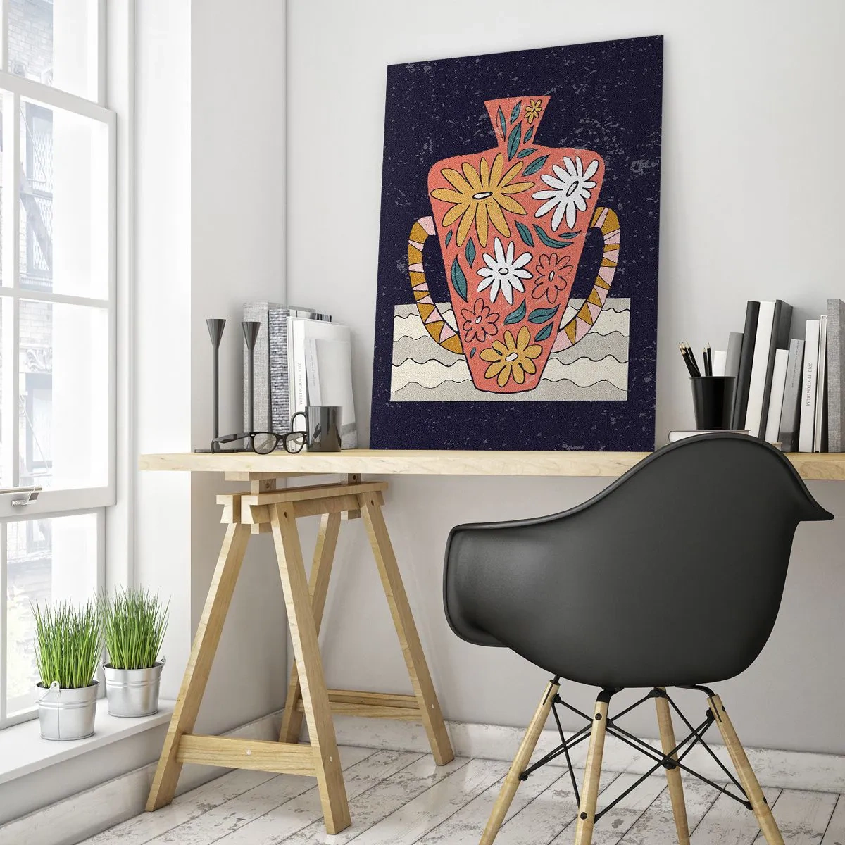 Tablou pe sticlă - Ulcior pictat - 50x70 cm