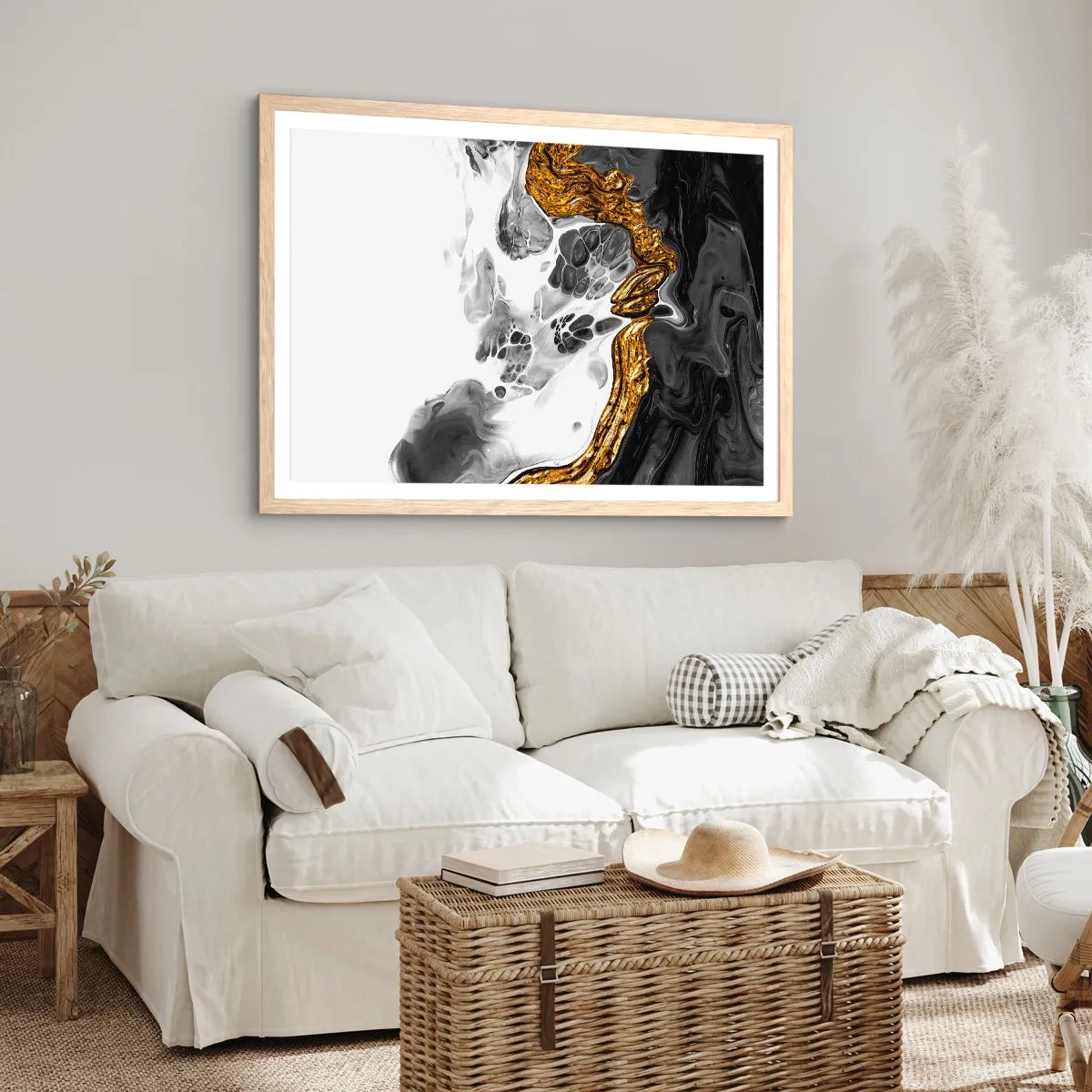 Poster în ramă de stejar deschis - Compoziție organică - 70x50 cm