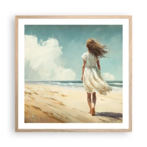 Poster în ramă de stejar deschis - Vreau să întâlnesc soarele și vântul - 60x60 cm