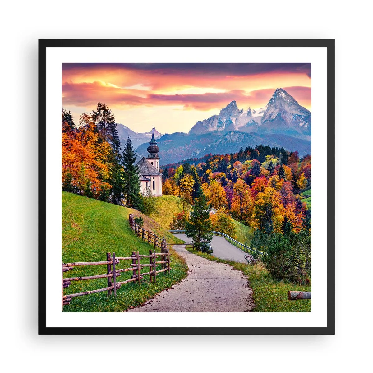 Poster în ramă neagră - Un peisaj ca o pictură - 60x60 cm