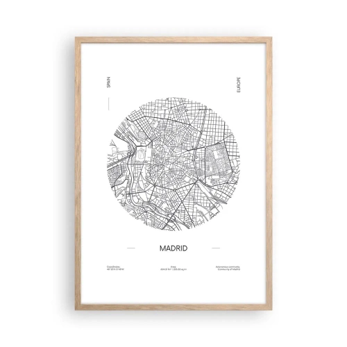 Poster în ramă de stejar deschis - Anatomia Madridului - 50x70 cm
