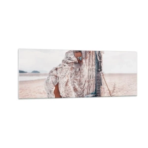 Tablou pe sticlă - Hippie pe drum - 140x50 cm