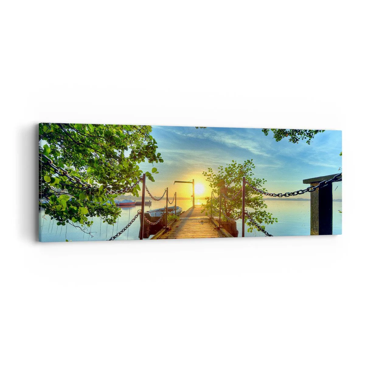 Tablou pe pânză - Apusul la malul apei - 90x30 cm