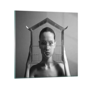 Tablou pe sticlă - Un portret oarecum suprarealist - 60x60 cm