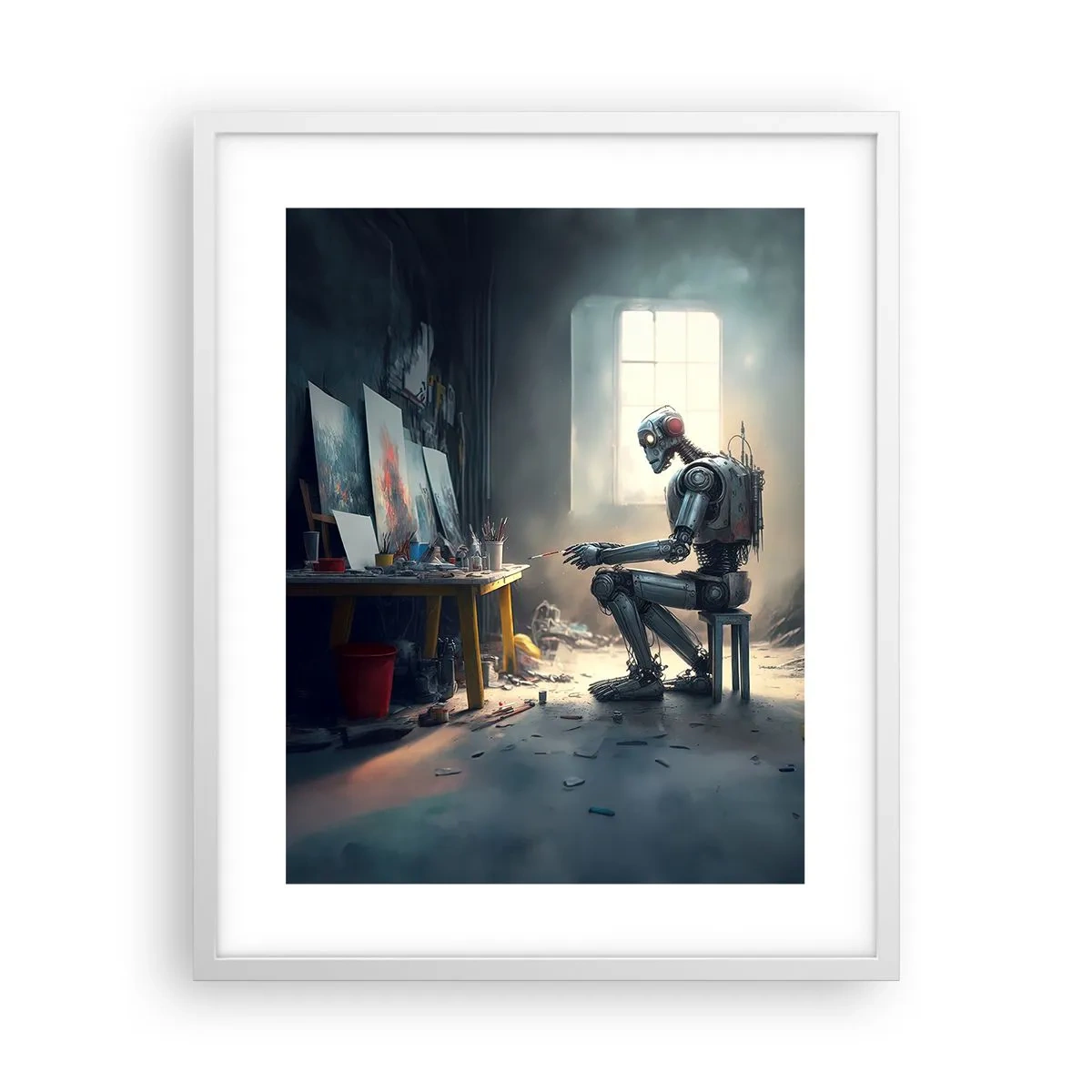 Poster în ramă albă - Actul de creație - 40x50 cm