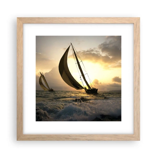 Poster în ramă de stejar deschis - Vânt în jos și în sus - 30x30 cm