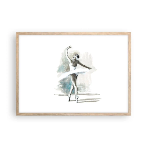 Poster în ramă de stejar deschis - Fermecată într-o lebădă - 70x50 cm