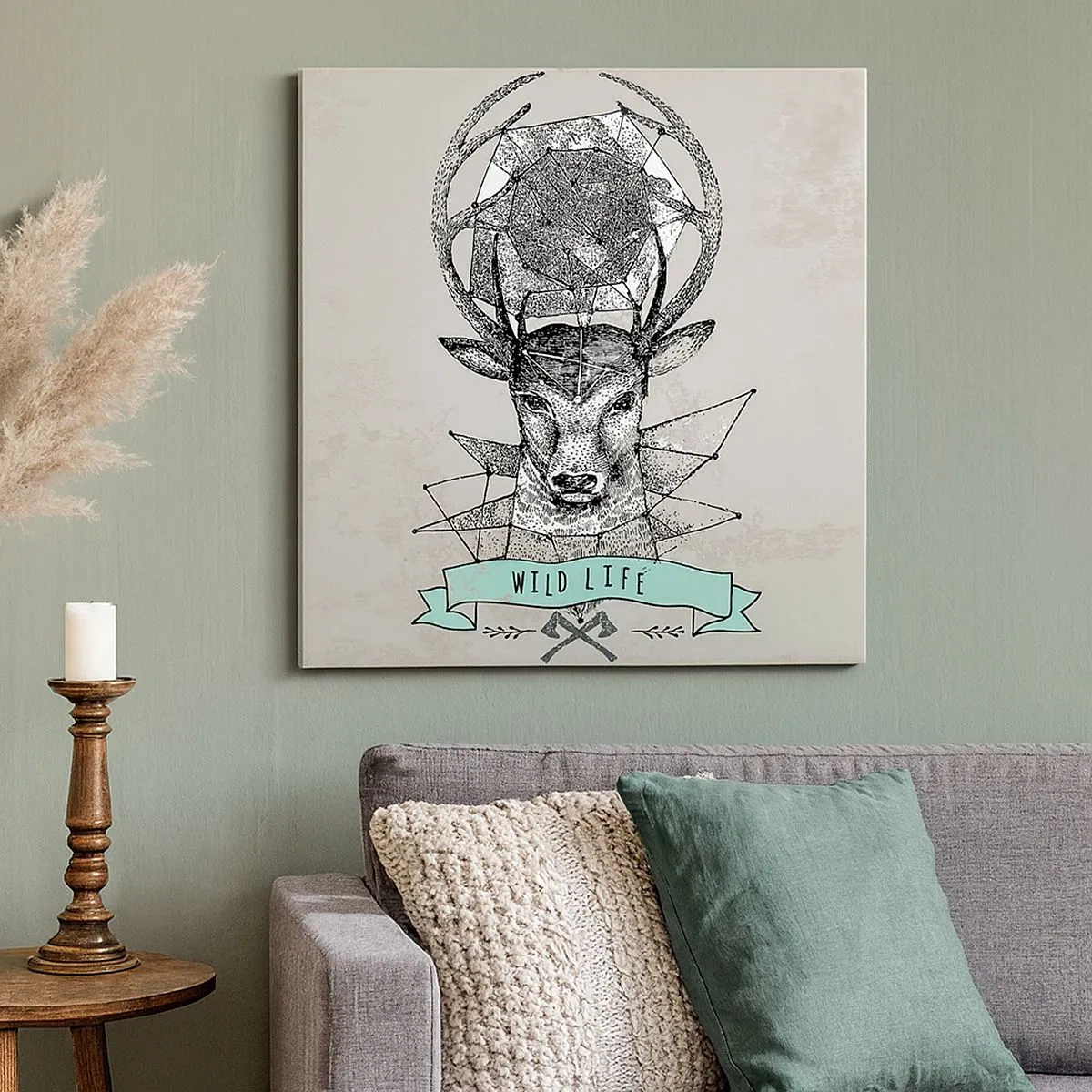 Tablou pe pânză - Viziunea Sfântului Hubertus - 30x30 cm