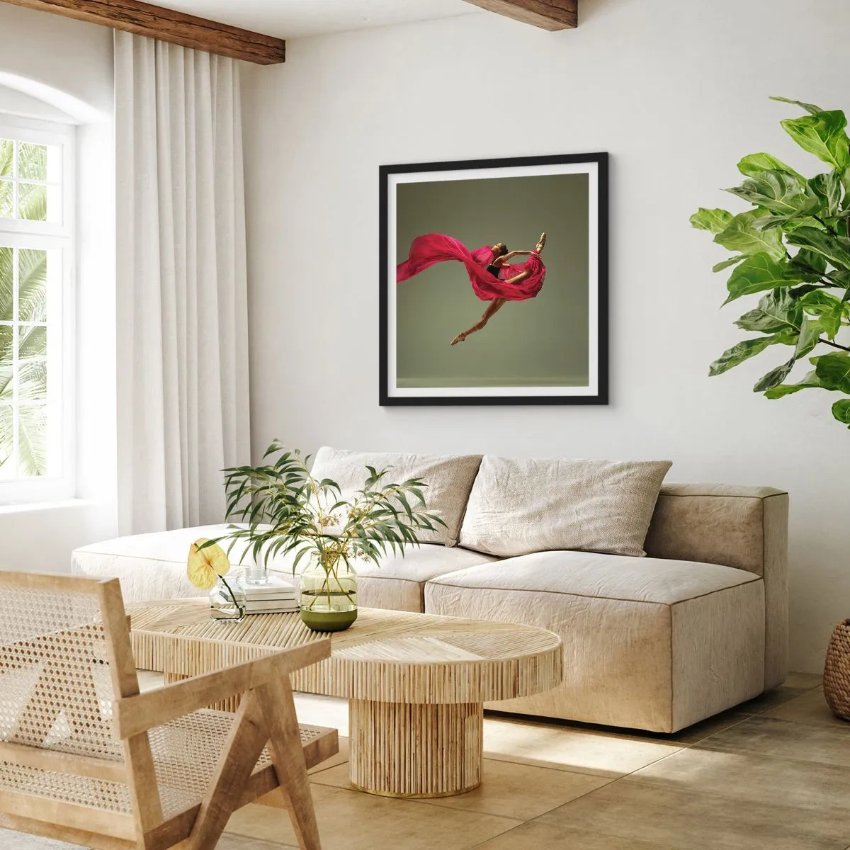 Poster în ramă neagră - Flacără dansatoare - 30x30 cm