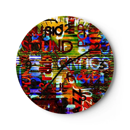 Ceas de perete - Ceas pe sticlă - Toate culorile sunetului - 40x40 cm