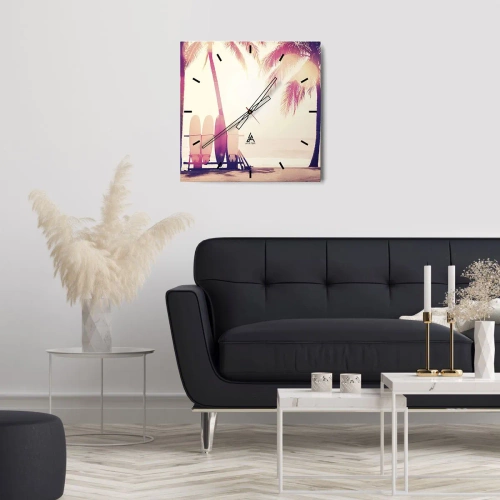 Ceas de perete - Ceas pe sticlă - Va fi o zi minunată - 30x30 cm