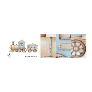Mostră tapet Premium Canvas - Trenulețul din copilărie - Pentru copii, Tren, Retro - 100x30 cm