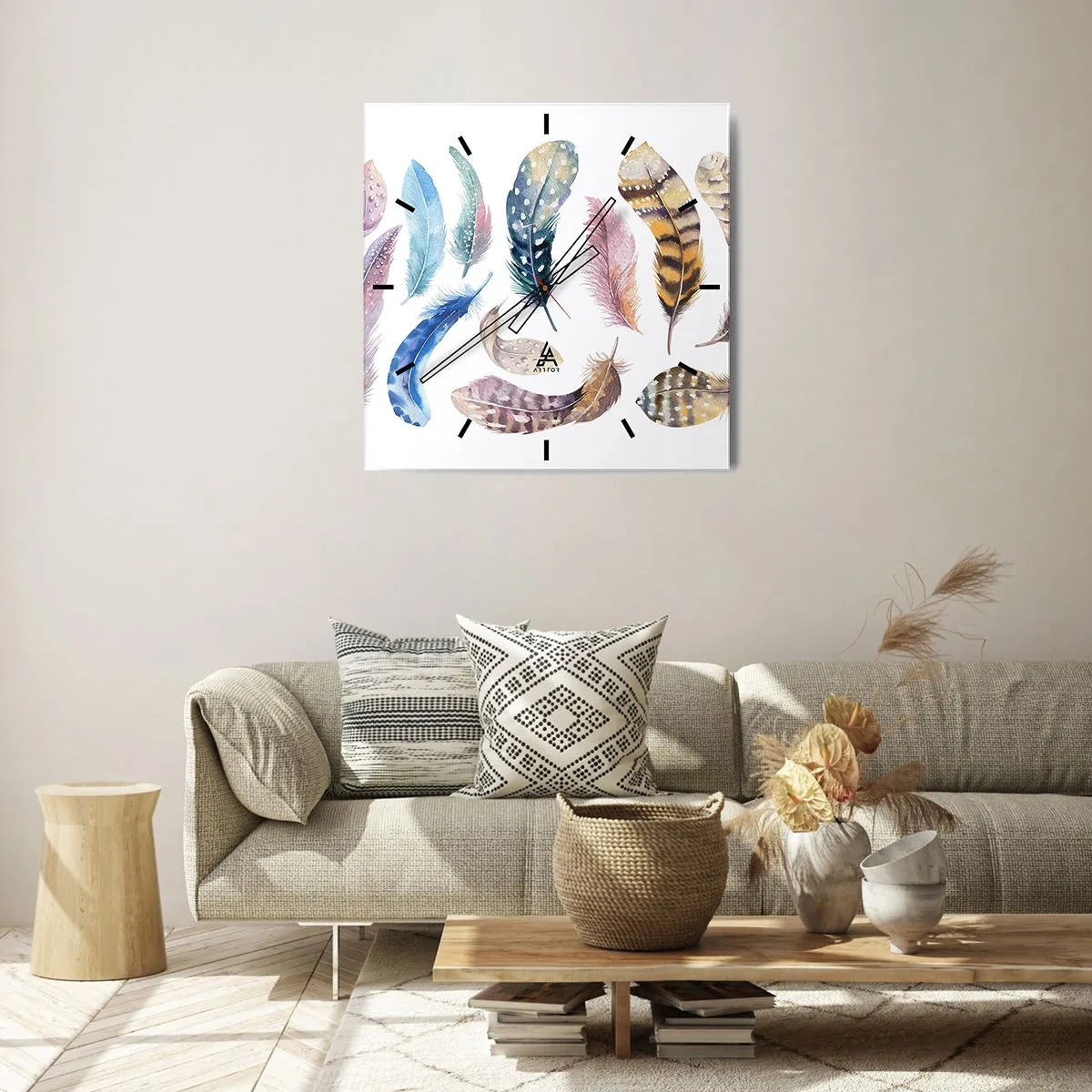 Ceas de perete - Ceas pe sticlă - Ușoare și colorate - 30x30 cm