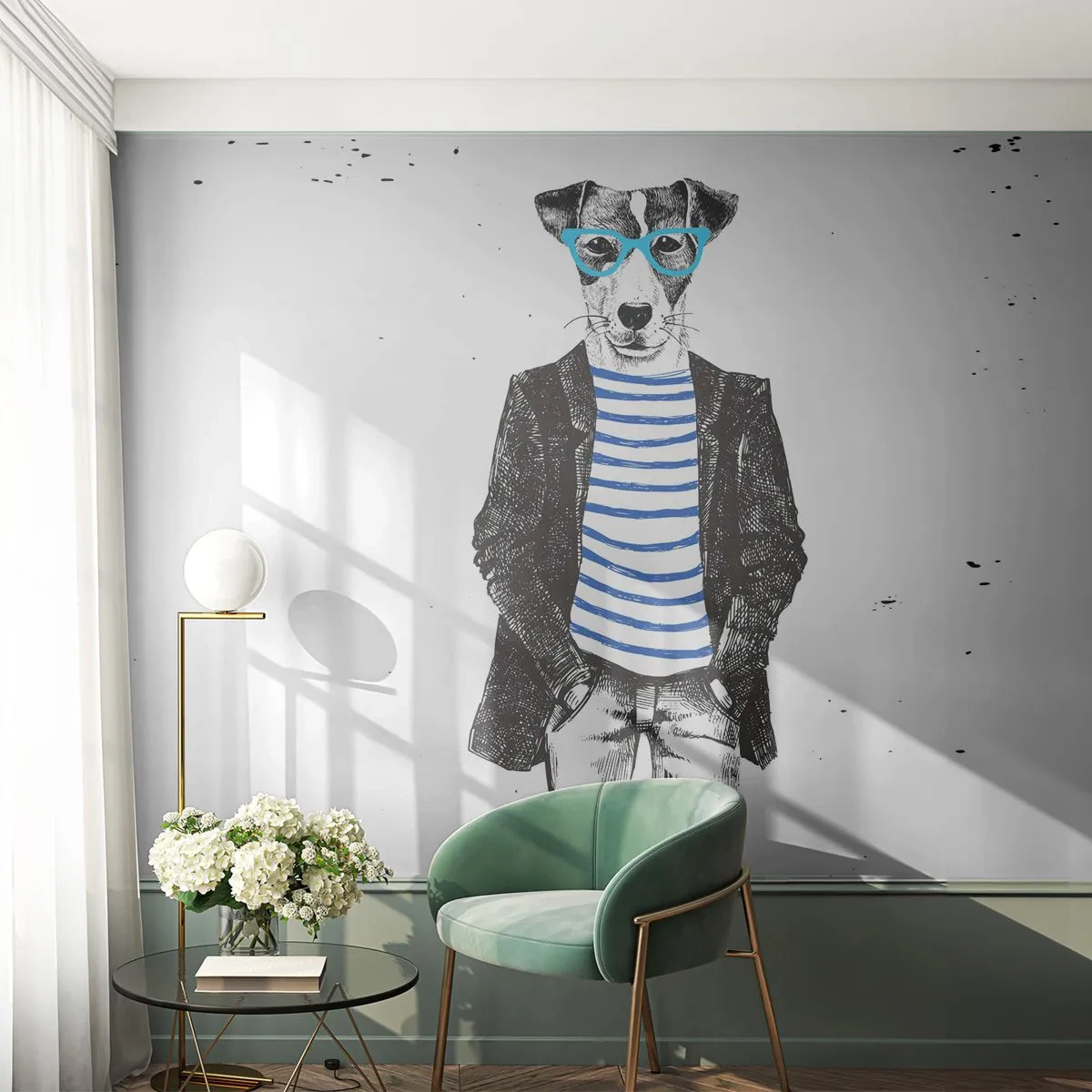 Tapet Autoadeziv Deluxe Sticker - Câinele în dungi - Abstracția, Om, Câine - 250x175 cm