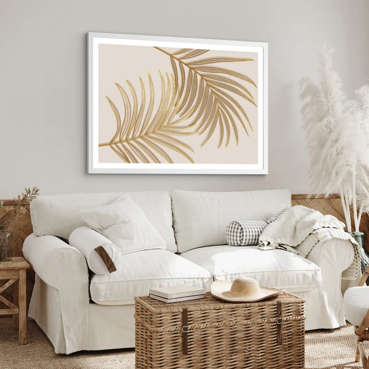 Poster în ramă albă - Palmier de aur! - 91x61 cm