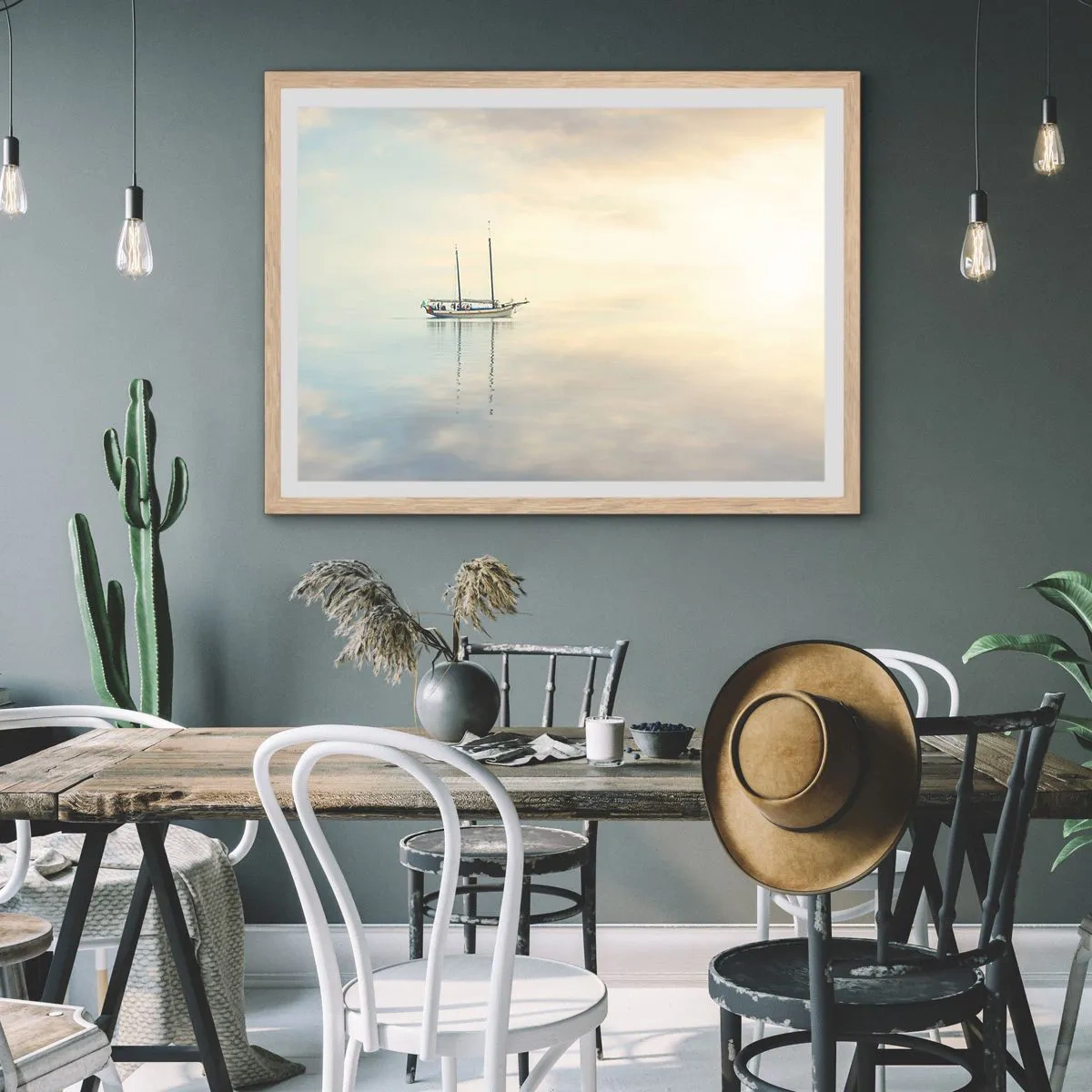 Poster în ramă de stejar deschis - În tăcerea mării - 91x61 cm