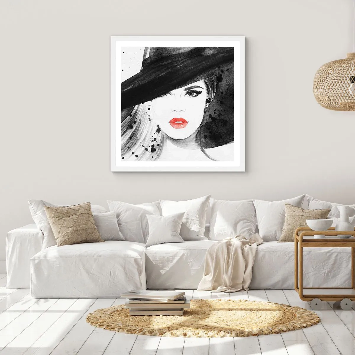 Poster în ramă albă - Doamna în negru - 50x50 cm
