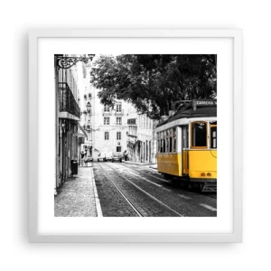 Poster în ramă albă - Sună fado în fundal - 40x40 cm