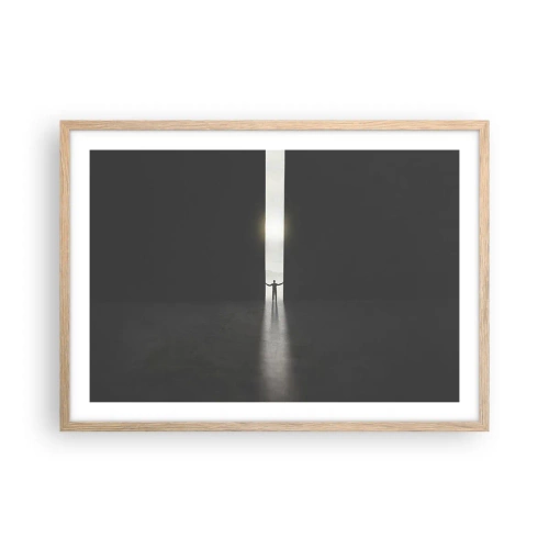 Poster în ramă de stejar deschis - Un pas spre un viitor luminos - 70x50 cm