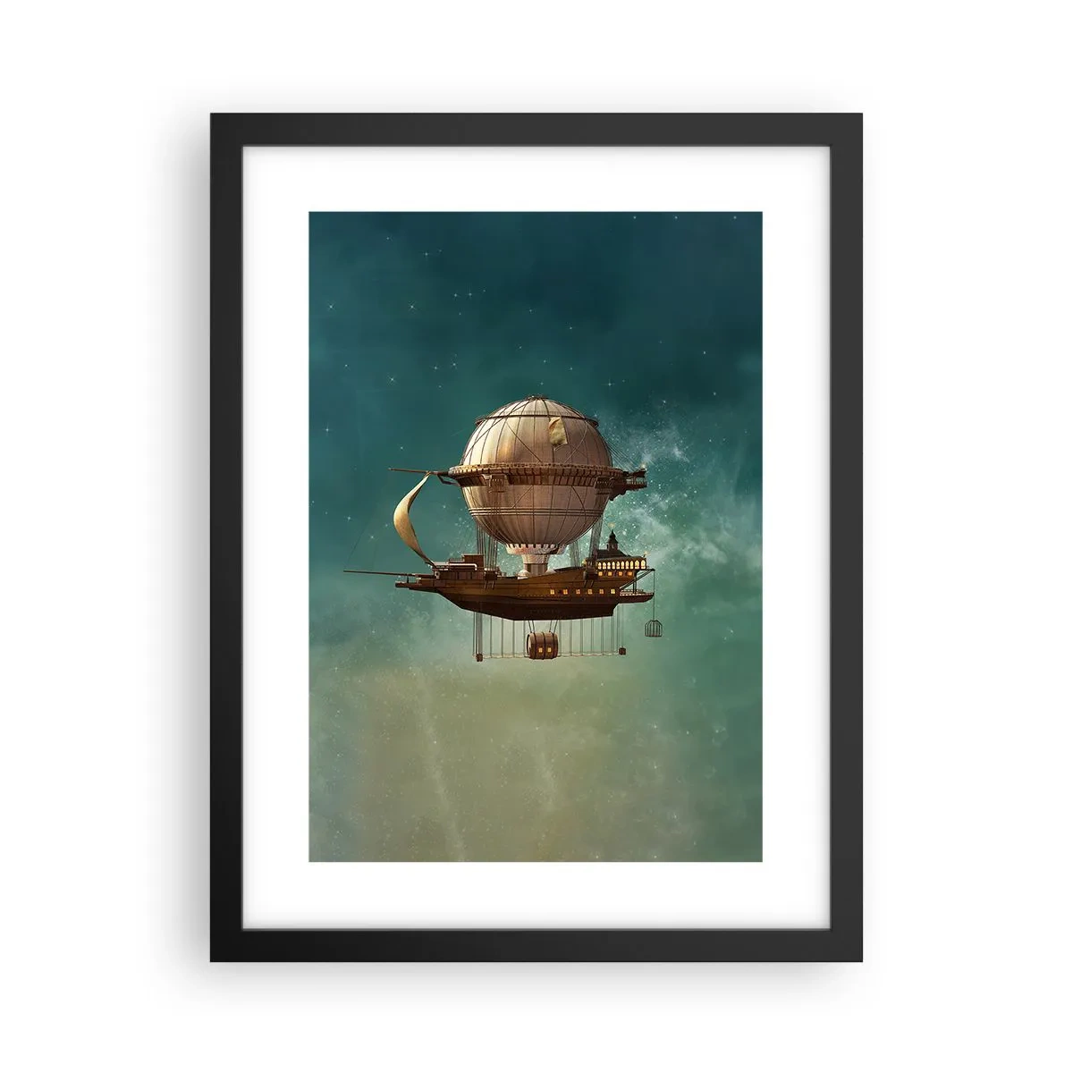 Poster în ramă neagră - Jules Verne vă transmite salutări - 30x40 cm