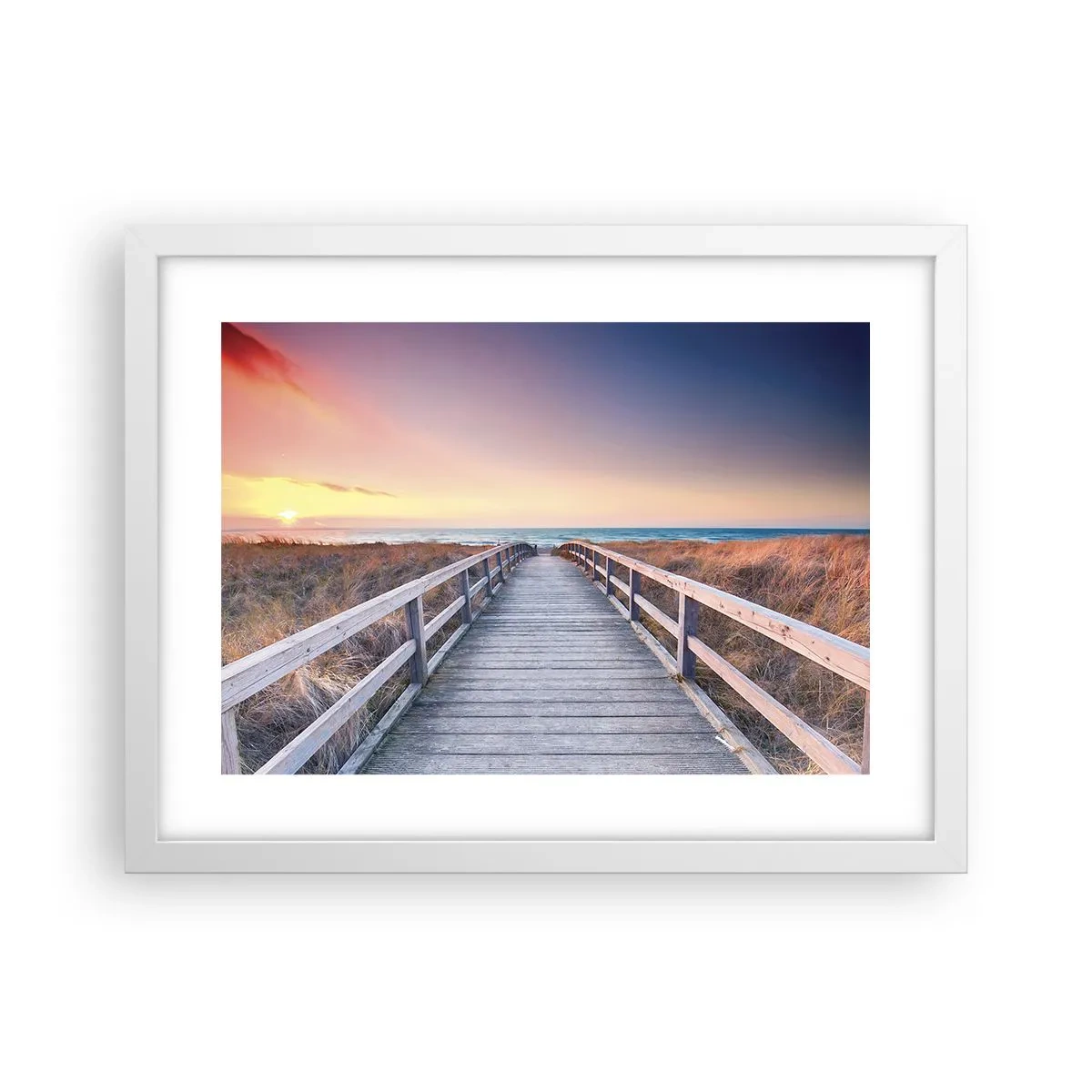 Poster în ramă albă - Aurora baltică de seară - 40x30 cm