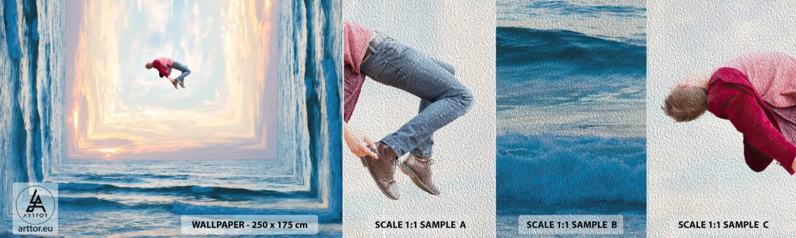 Mostră tapet Premium Sand - Spre o altă dimensiune - Abstracția, Om, Natură - 100x30 cm