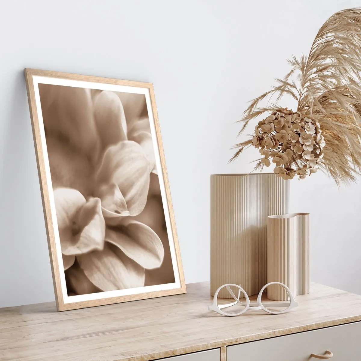 Poster în ramă de stejar deschis - Blânde ca un zâmbet - 40x50 cm