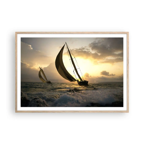 Poster în ramă de stejar deschis - Vânt în jos și în sus - 100x70 cm