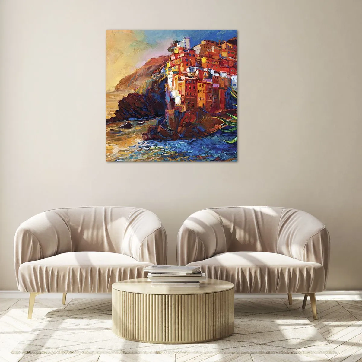 Tablou pe sticlă - Oraș italian de vis - 50x50 cm