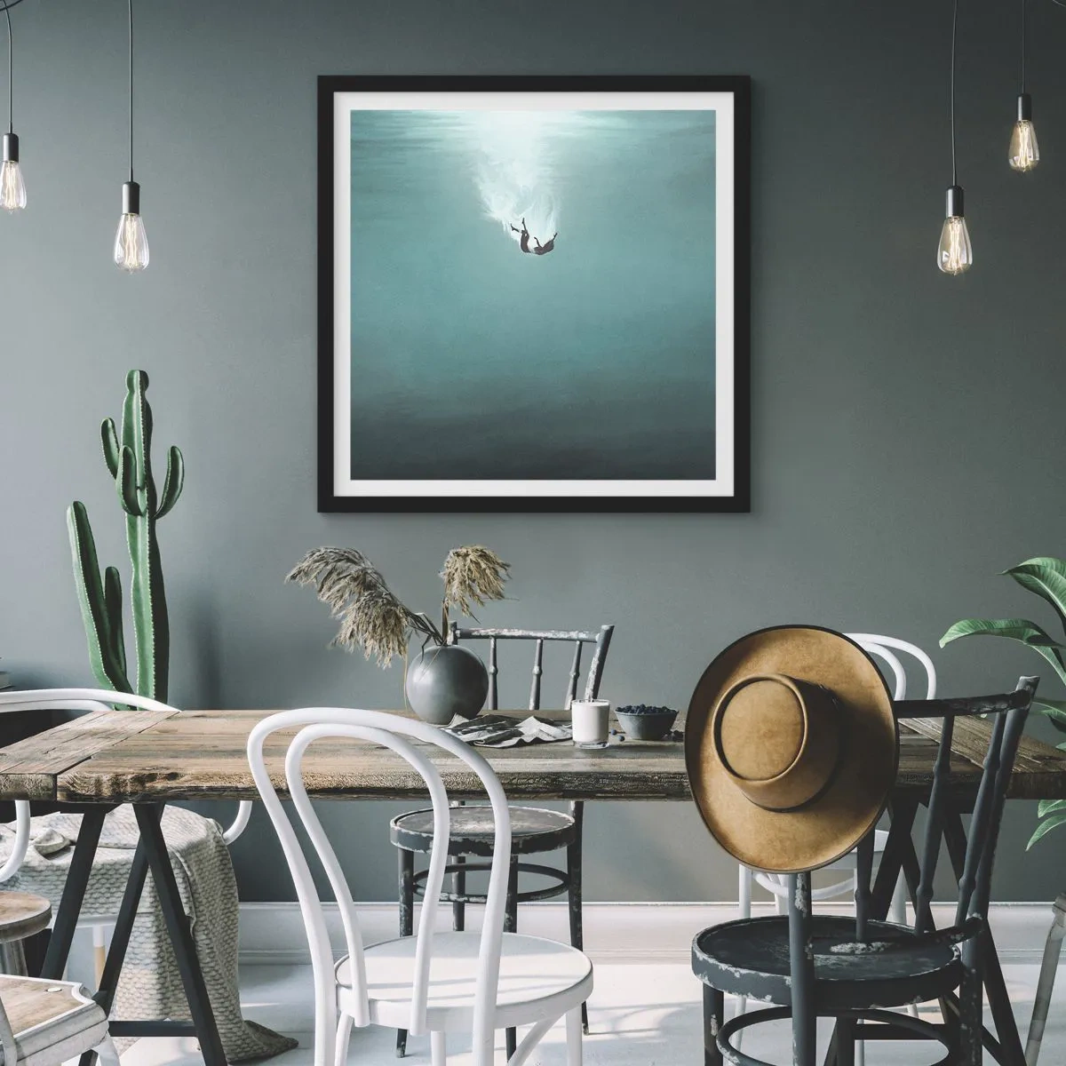 Poster în ramă neagră - În îmbrățișarea oceanului - 60x60 cm