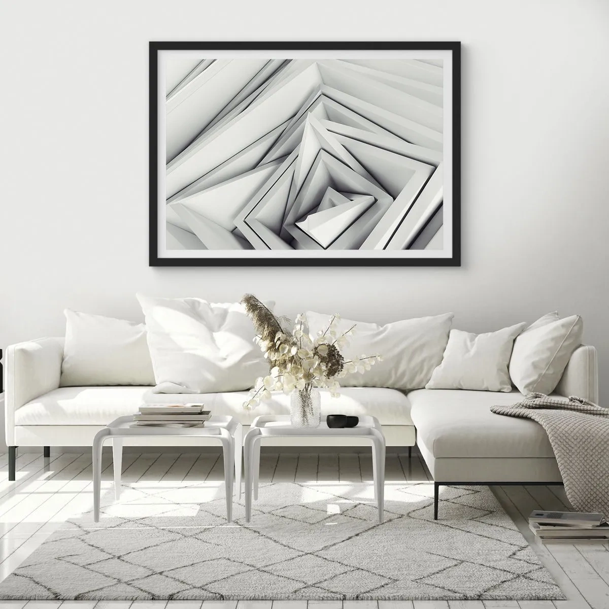Poster în ramă neagră - Muguri cu unghiuri ascuțite - 70x50 cm