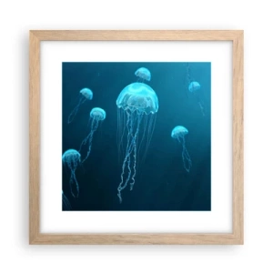 Poster în ramă de stejar deschis - Dansul oceanic - 30x30 cm