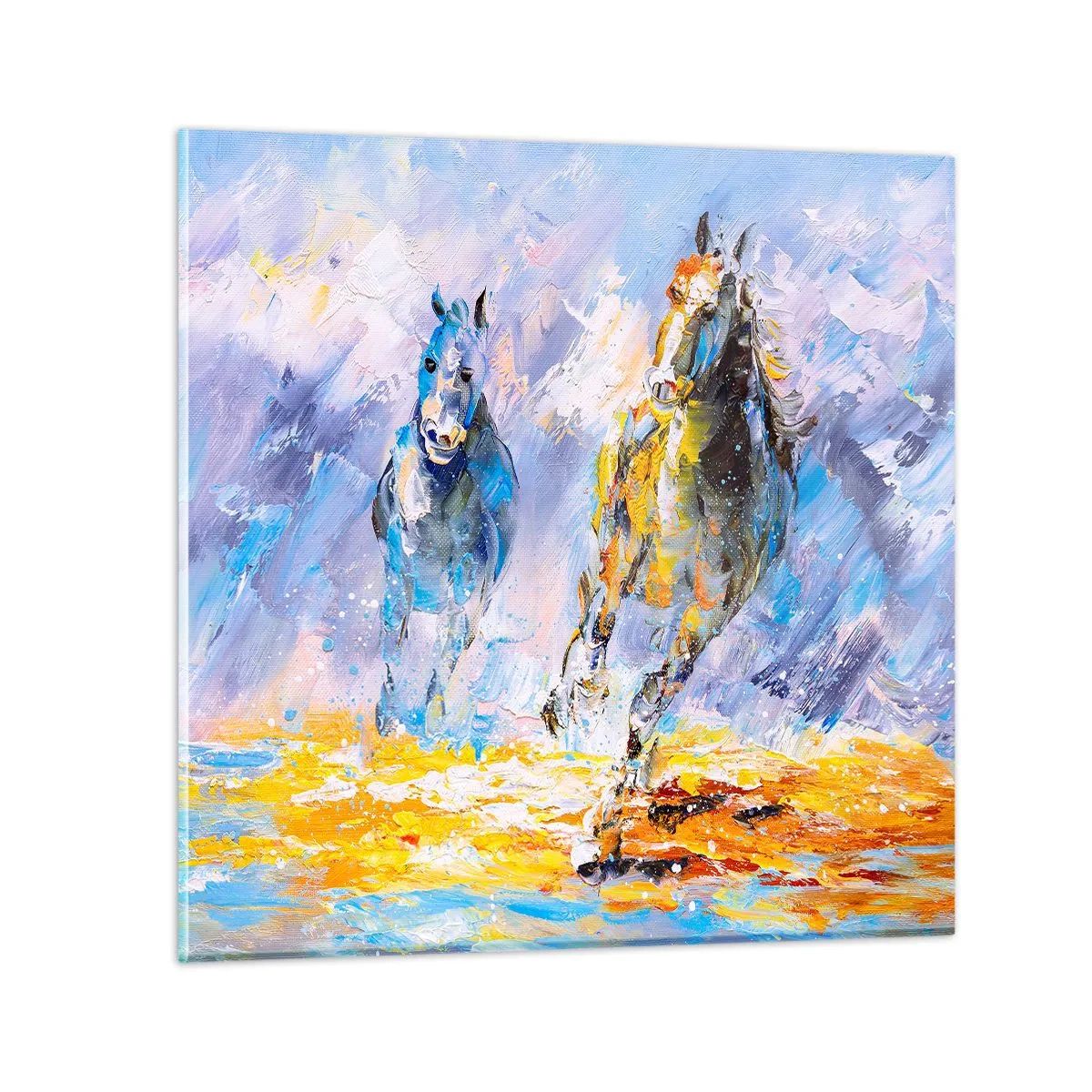Tablou pe sticlă - Galopând prin strălucire - 40x40 cm
