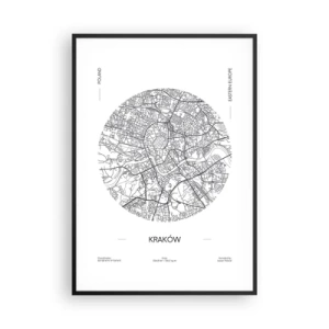 Poster în ramă neagră - Anatomia Cracoviei - 70x100 cm