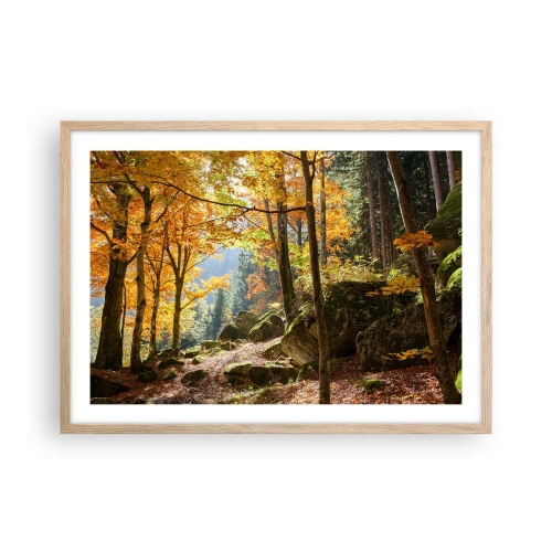 Poster în ramă de stejar deschis - Timp de relaxare - 70x50 cm