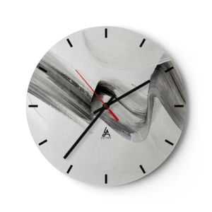 Ceas de perete - Ceas pe sticlă - Tușă de pensulă abstractă gri pe un fundal deschis - 30x30cm - Doar pentru distracție - Decorațiune modernă pentru perete pentru living, bucătărie și dormitor ARTTOR