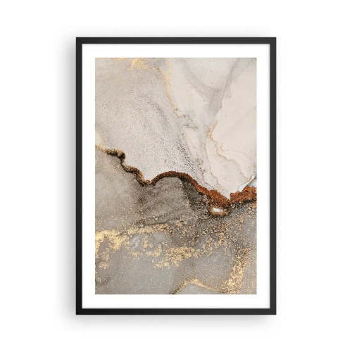 Poster în ramă neagră - Model abstract de marmură cu accente de aur și cupru - 50x70cm - La granița culorilor - Decorațiune modernă pentru perete pentru living și dormitor ARTTOR