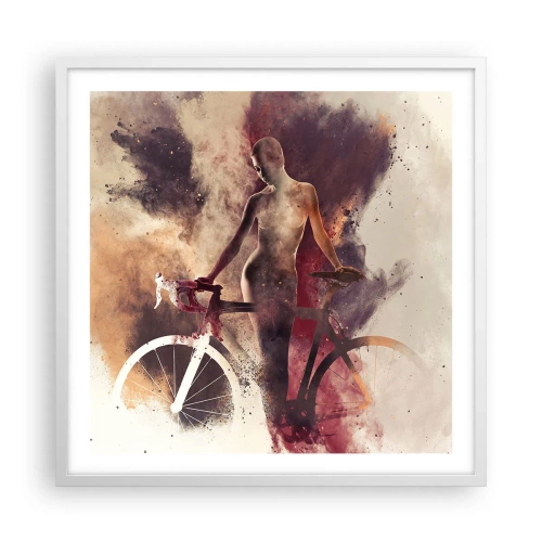 Poster în ramă albă - În forme de marmură sufletul ciclist - 60x60 cm