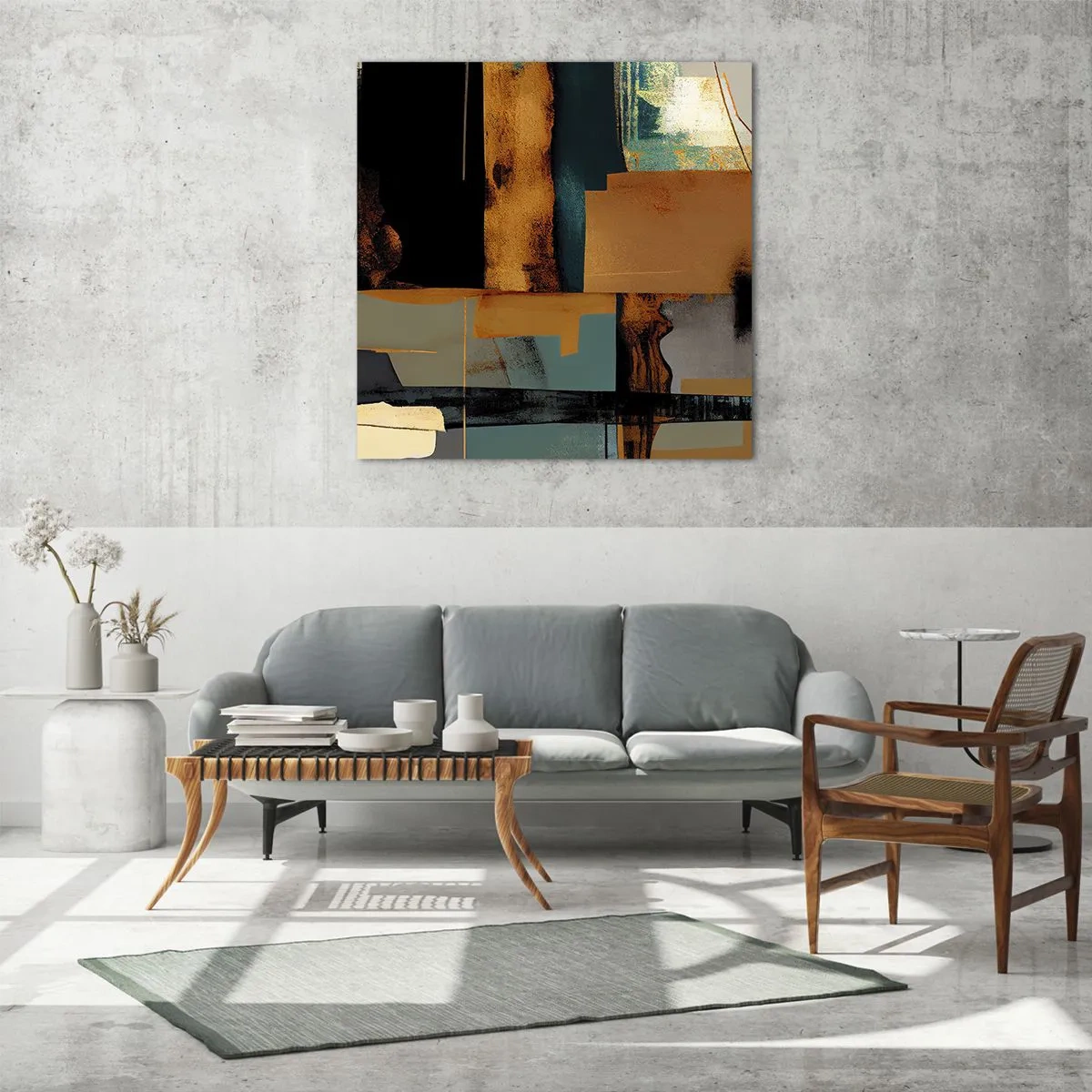 Tablou pe sticlă - Abstracția - lumină și umbră - 40x40 cm