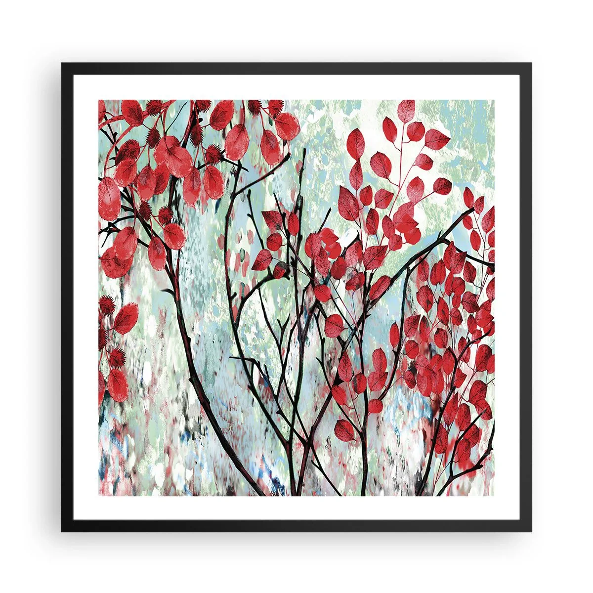 Poster în ramă neagră - Arbore în stacojiu - 60x60 cm