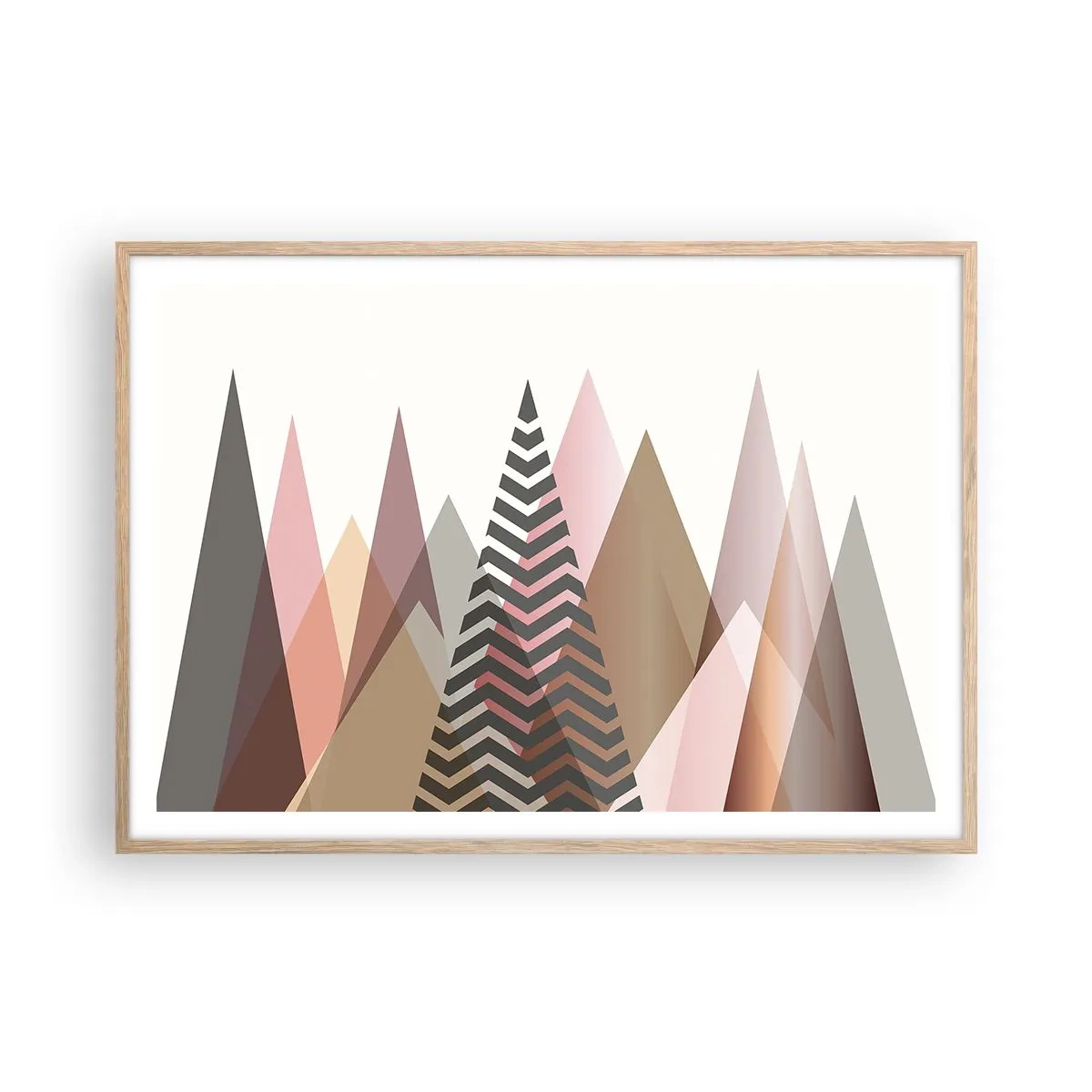 Poster în ramă de stejar deschis - Construcție piramidală - 100x70 cm