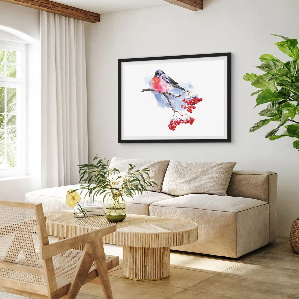 Poster în ramă neagră - Iarna în culori - 70x50 cm