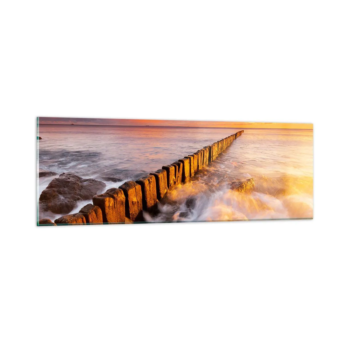 Tablou pe sticlă - Blândețea valurilor - 90x30 cm