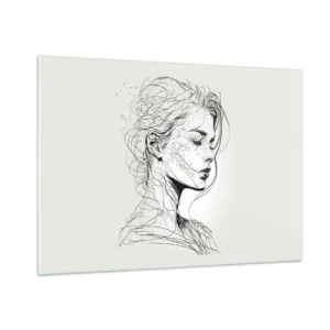 Tablou pe sticlă - Desenată cu linii - 100x70 cm