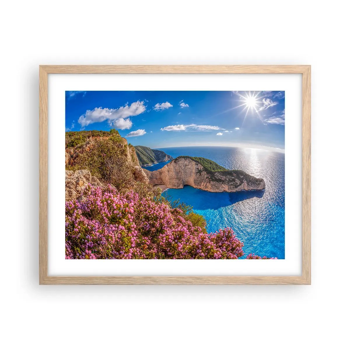 Poster în ramă de stejar deschis - Marea mea vacanță grecească - 50x40 cm