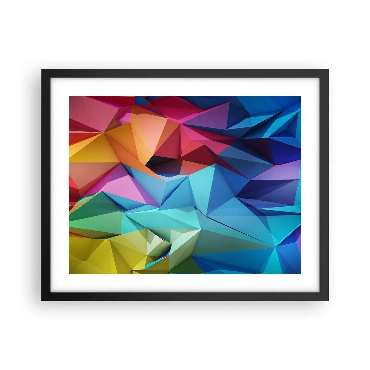 Poster în ramă neagră - Origami de curcubeu - 50x40 cm