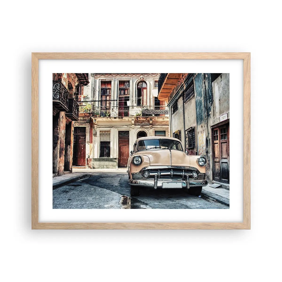 Poster în ramă de stejar deschis - O siestă în Havana - 50x40 cm